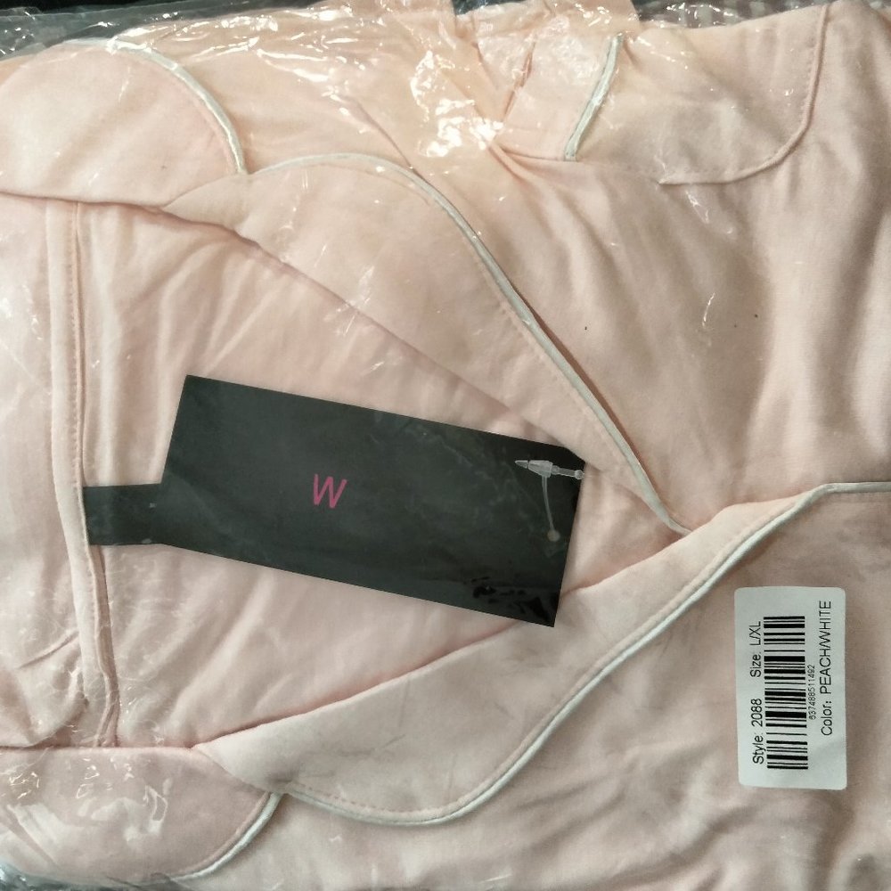 BeWicked Long Sleeve Mahina Long Sleeve Sleep Shirt Peach/White